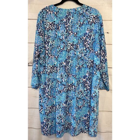 Lilly Pulitzer Size XL Long Sleeve Dress Tassels Blue Dressy Cute Preppy - Picture 2 of 6